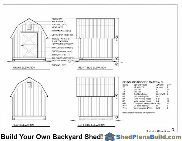 Shed Plans Exterior Elevations 