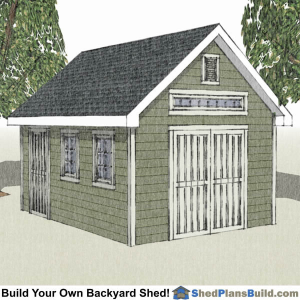 12x16-TV Traditional Victorian Garden Shed Plans